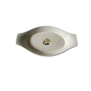Vintage ASTA Japan Aszi Porcelain Oval Serving Platter Blue Yellow Floral 12"